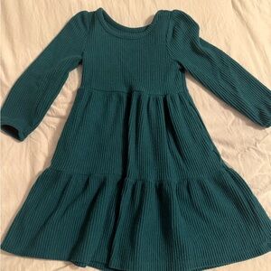 Cat & Jack Teal Ribbed Long-Sleeve Dress